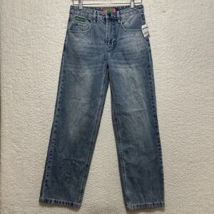 Empyre Women's Size 0 Tori Embroidered Skate Jeans Blue Baggy Straight Leg NWT